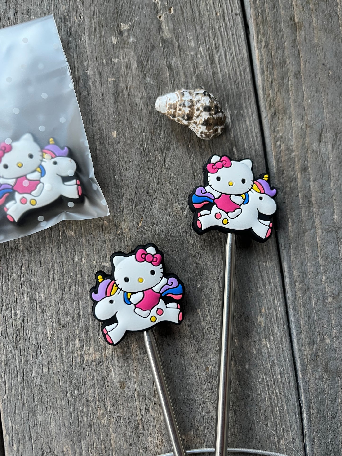 Maschenstopper "Kitty auf Einhorn"