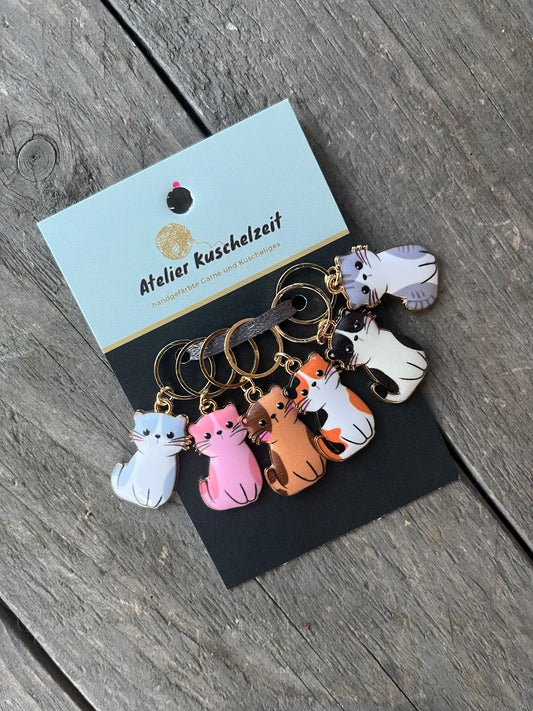 Maschenmarkierer "6 sitzende Katzen "